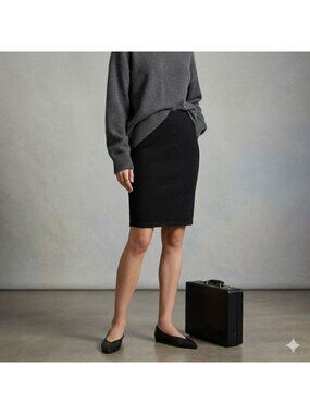 St. John Basics Black Santana Knit Pencil Skirt Classic Old Money Luxury 16